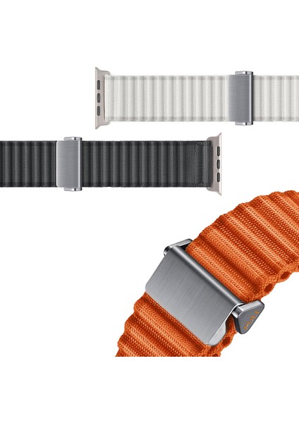 Watch 44MM Uyumlu Zore KRD-123 Naylon Kumaş Hasır Örgülü Kordon-Siyah