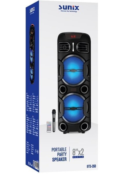 20W 4500 Mah 8"x2 Woofer Taşınabilir Bluetooth Hoparlör BTS-350