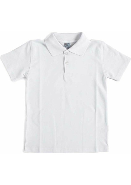 Polo Yaka Tişört Alm Kısa Kol 6-16 Yaş Çocuk Beyaz Okul Tişört/t-Shirt 15-16 Yaş