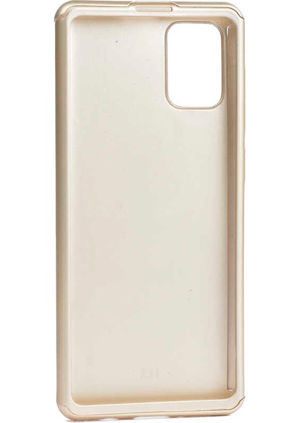 Galaxy A51 Kılıf Zore 360 3 Parçalı Rubber Kapak-Gold