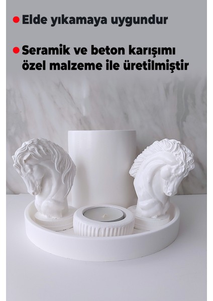 Beyaz At Figürlü Çok Amaçlı Dekoratif Set fırsatları