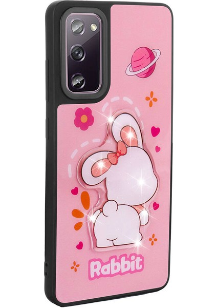 Storepgs Galaxy S20 Fe Kılıf Parlayan Kabartmalı Ikonik Figürlü Amas Silikon Kapak-Pembe fırsatları