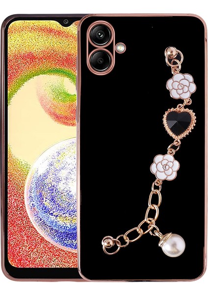 Storepgs Galaxy A04 Kılıf El Tutamaçlı Kamera Korumalı Taka Silikon Kapak-Siyah