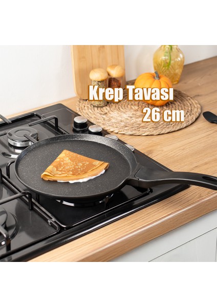 Dayanıklı Yuvarlak Granit Krep Tavası 26 cm