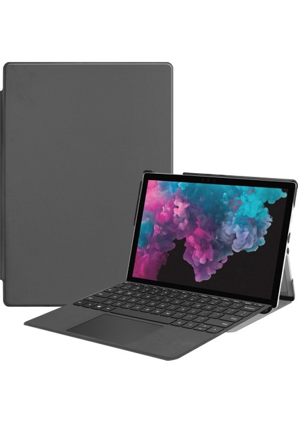 Microsoft Surface Pro 7 Gri Için Custer Texture Deri Kılıf (Yurt Dışından)