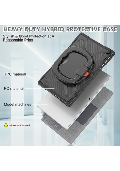 Microsoft Surface Pro 4/5/6/7 Siyah Için Tpu + Pc Kılıfı (Yurt Dışından)