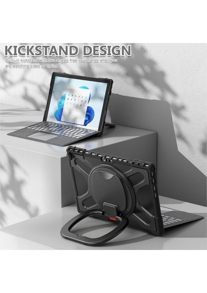 Microsoft Surface Pro 4/5/6/7 Siyah Için Tpu + Pc Kılıfı (Yurt Dışından)