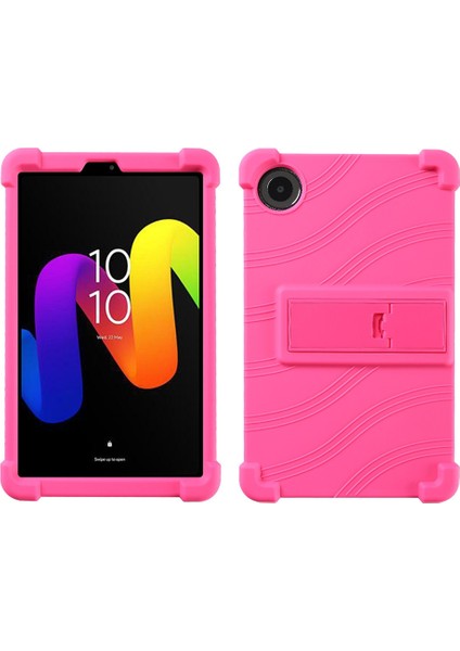 Tcl Tab 8 G2 Için Tutuculu Silikon Tablet Kılıfı Gül Kırmızısı (Yurt Dışından)