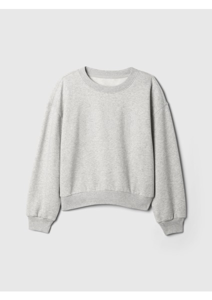 Kız Çocuk Gri Gap Logo Oversize Fleece Sweatshirt fiyatları