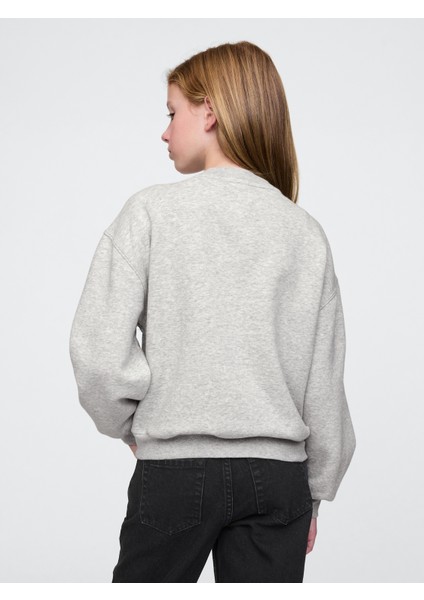 Kız Çocuk Gri Gap Logo Oversize Fleece Sweatshirt indirimleri