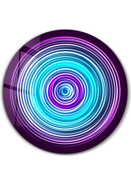 Blue Swirl Yuvarlak Cam Tablo