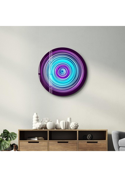 Blue Swirl Yuvarlak Cam Tablo