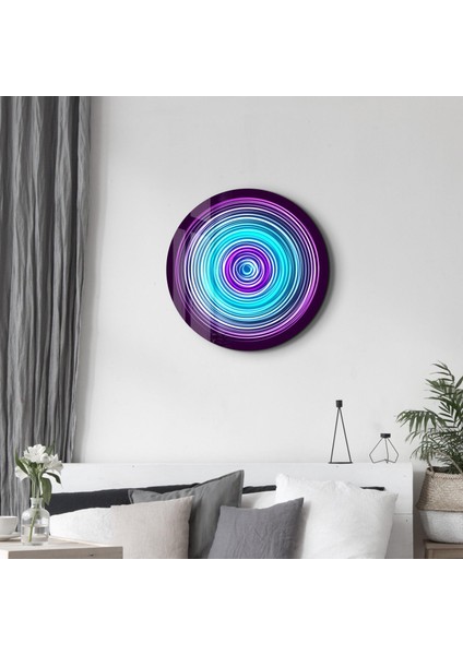 Blue Swirl Yuvarlak Cam Tablo