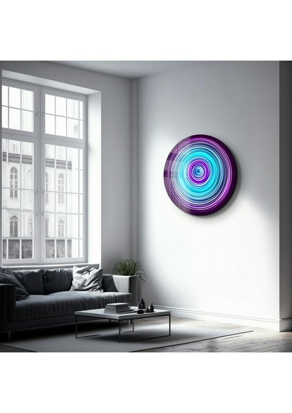 Blue Swirl Yuvarlak Cam Tablo