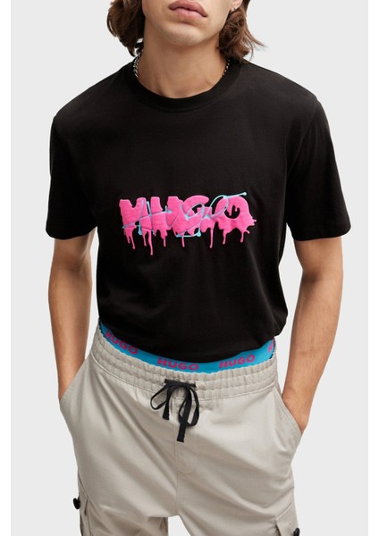 % 100 Pamuk Regular Fit Efekt Logolu T Shirt Erkek T Shirt 50515282 001