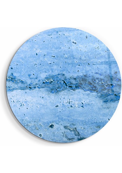 Travertine Stone - Azure Yuvarlak Cam Tablo