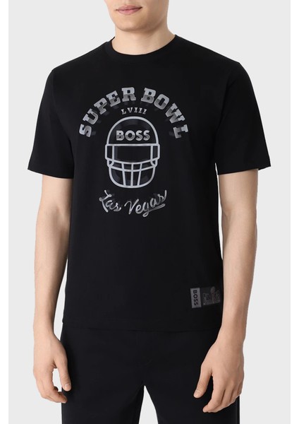 Baskılı Streç Pamuklu Relaxed Fit Bisiklet Yaka T Shirt Erkek T Shirt 50510816 001