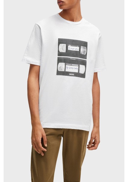 Baskılı % 100 Pamuk Regular Fit Bisiklet Yaka T Shirt Erkek T Shirt 50510021 100