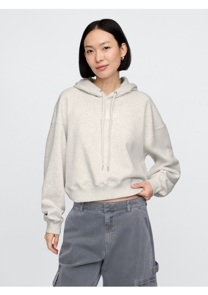 Kadın Gri Gap Logo Vintage Soft Crop Sweatshirt