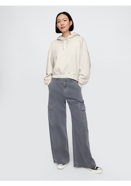 Kadın Gri Gap Logo Vintage Soft Crop Sweatshirt fırsatları