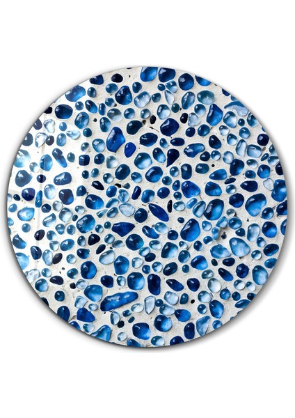 Blue Terrazzo | Yuvarlak Cam Tablo