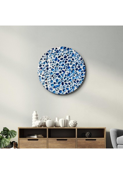 Blue Terrazzo | Yuvarlak Cam Tablo