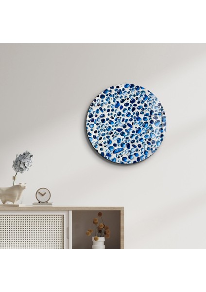 Blue Terrazzo | Yuvarlak Cam Tablo