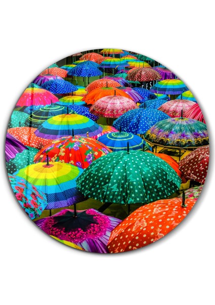 Colorful UmbrellasYuvarlak Cam Tablo