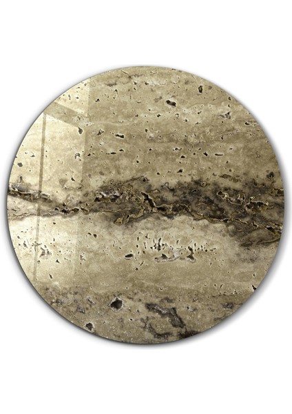 Travertine Stone - Camo Yuvarlak Cam Tablo