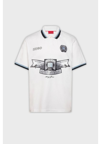 Relaxed Fit Logo Desenli Düğmeli Polo Yaka T Shirt Erkek Polo Yaka T Shirt 50516088 100 fırsatları
