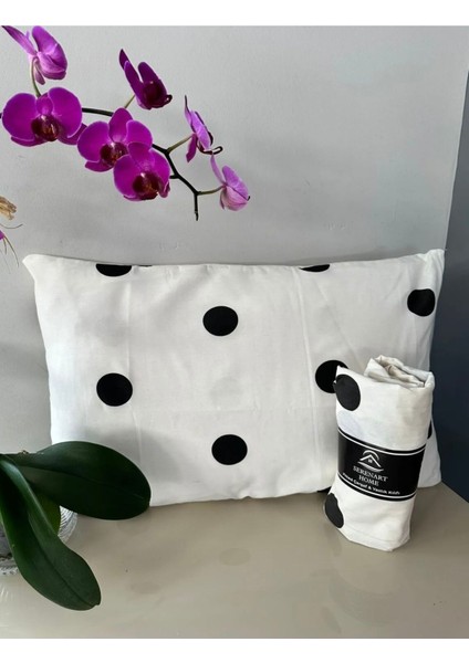 Çift Kişilik Lastikli Çarşaf Takımı I 180 x 200 I Siyah Puantiyeli