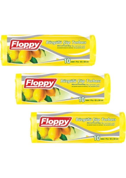 Çöp Torbası Büzgülü Limon Kokulu Orta Boy 10'lu (55*60cm) (3paket)