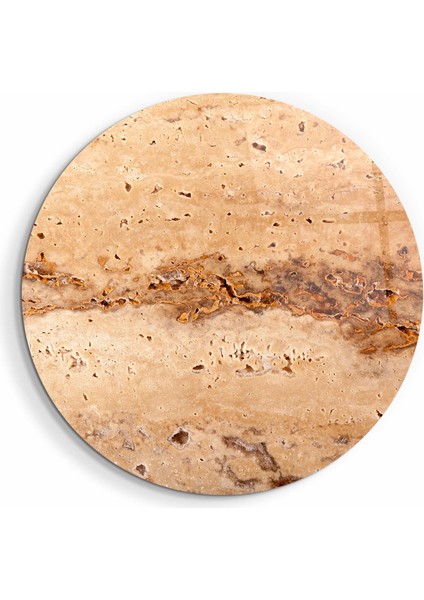 Travertine Stone - Original Yuvarlak Cam Tablo