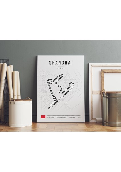 Çin Shangai Formula 1 Pisti Sanatsal Kanvas Tablo Minimalist Duvar Tablosu