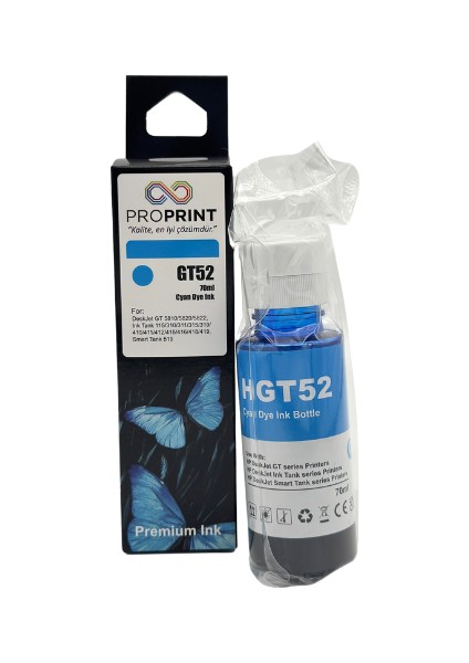 Hp GT52 Mavi Muadil Mürekkep 70 ml GT-5821 - GT-5822