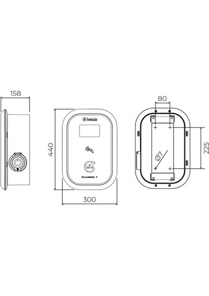 22KW Trifaze Araç Şarj Cihazı Ekransız Pano Prizli Tak Çalıştır Model 1 Charger BEV-2516-4304 modelleri