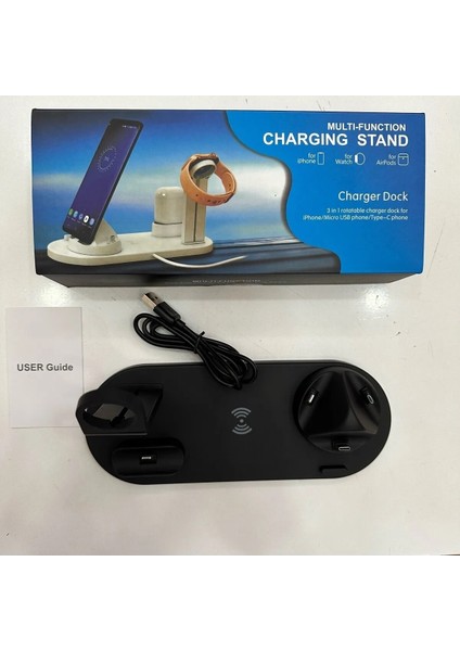 Telefon/akıllı Saat/bluetooth Kulaklık Için Kablosuz Şarj Standı Siyah modelleri