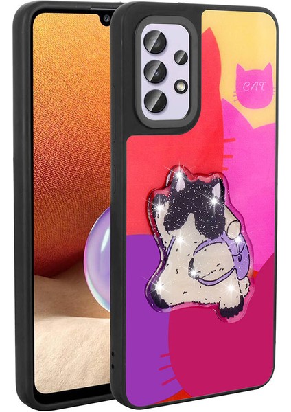 Storepgs Galaxy A32 4g Kılıf Parlayan Kabartmalı Ikonik Figürlü Amas Silikon Kapak-Mor