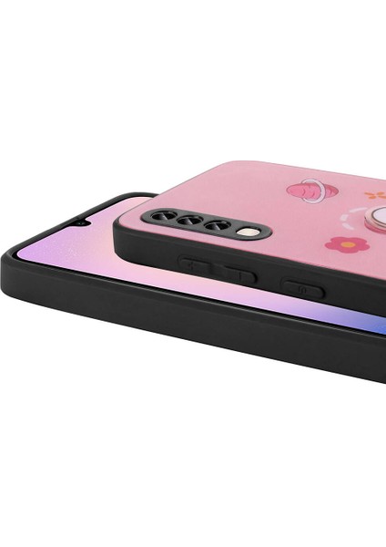 Storepgs Galaxy A50 Kılıf Parlayan Kabartmalı Ikonik Figürlü Amas Silikon Kapak-Pembe