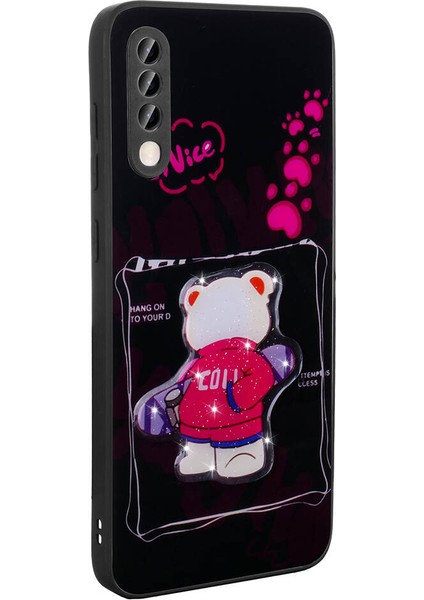 Storepgs Galaxy A50 Kılıf Parlayan Kabartmalı Ikonik Figürlü Amas Silikon Kapak-Pembe