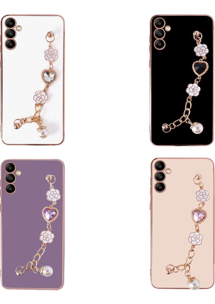 Storepgs Galaxy A34 Kılıf El Tutamaçlı Kamera Korumalı Taka Silikon Kapak-Pembe