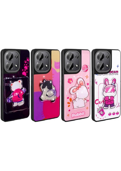 Storepgs Xiaomi Poco M6 Pro 4g Kılıf Parlayan Kabartmalı Ikonik Figürlü Amas Silikon Kapak-Pembe modelleri