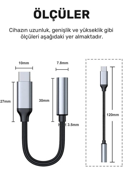 Iphone 15-16 Uyumlu Type-C Kulaklık Aparatı Dönüştürücü Çevirici Örgü Yüksek Kalite Aux indirimleri