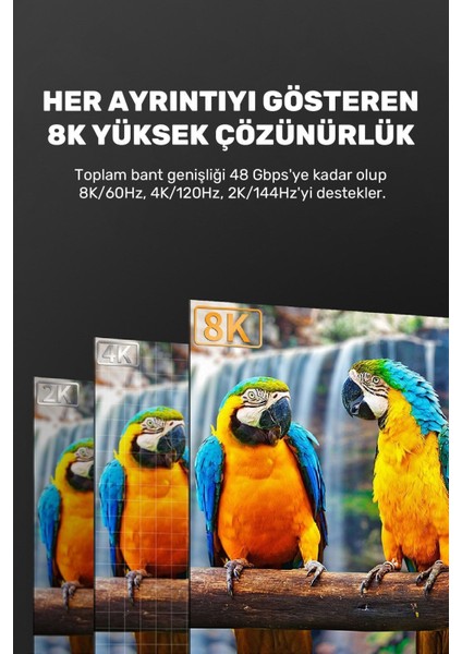 Ultra Yüksek Hızlı 8k HDMI 2.1 Kablo, 4K 120Hz HDMI Kablosu 3 Metre Hdtv Kablosu fırsatları