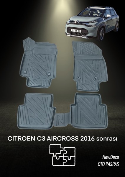 NewDeco C3 Aircross 2016 Sonrası Için 5,5d Carbon Style Havuzlu Paspas - Tpe Malzeme