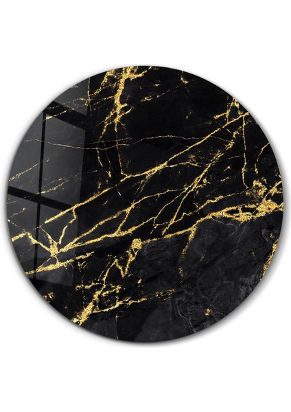 Black Marble Yuvarlak Cam Tablo
