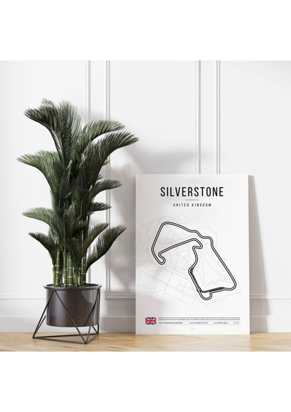 Ingiltere Siverstone Pisti Formula 1 Minimalist Kanvas Tablo Sanatsal Duvar Tablosu