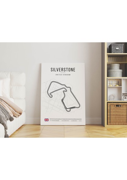 Ingiltere Siverstone Pisti Formula 1 Minimalist Kanvas Tablo Sanatsal Duvar Tablosu