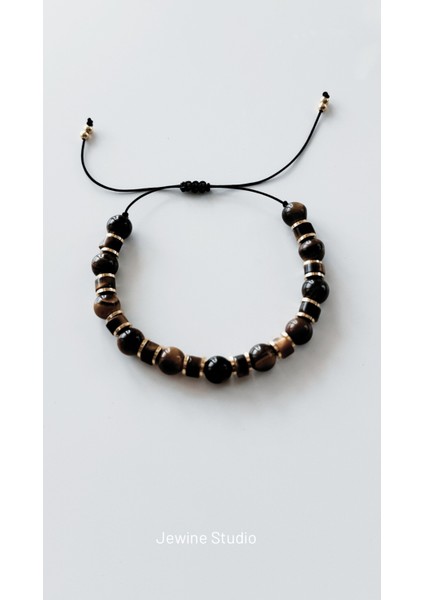 Sertifikalı Gerçek Kaplan Gözü Makrome Örme Erkek Bileklik fiyatları