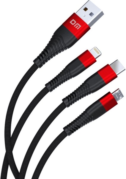 SL004 iPhone Lightning Type-C Micro USB 2.4A Şarj ve Data Kablosu 120CM